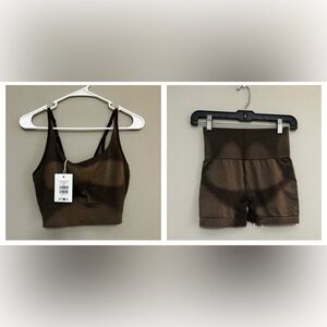 GYMSHARK Blur Seamless Cami Shorts set in Brown size small NWT/NWOT gym clothes